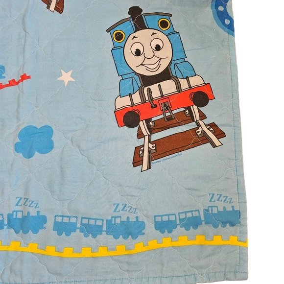 Thomas Train Engine Friends Blue Crib Toddler Comforter Blanket Blue 2004‎ 40x58 - Picture 2 of 8